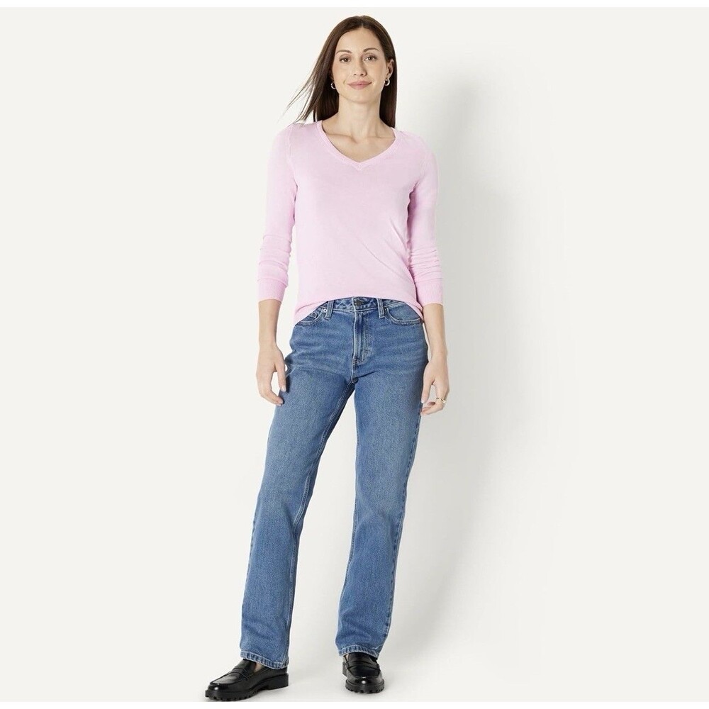MAGIBAG Women’s Pink V-Neck Long Sleeve Lightweight Knit Sweater NEW Sealed